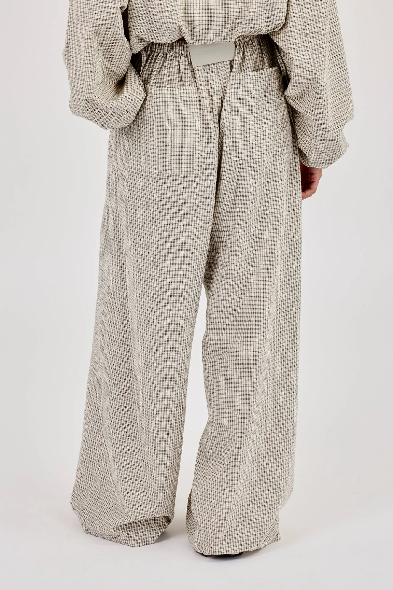 Check Twill Wide Leg Trouser - Off White