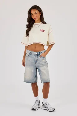 222 Cherub Cropped T-Shirt - Off White