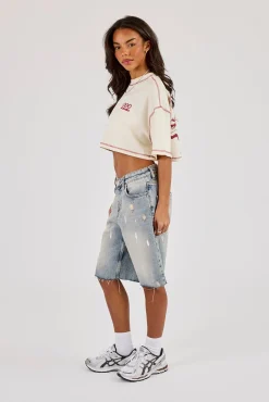 222 Cherub Cropped T-Shirt - Off White