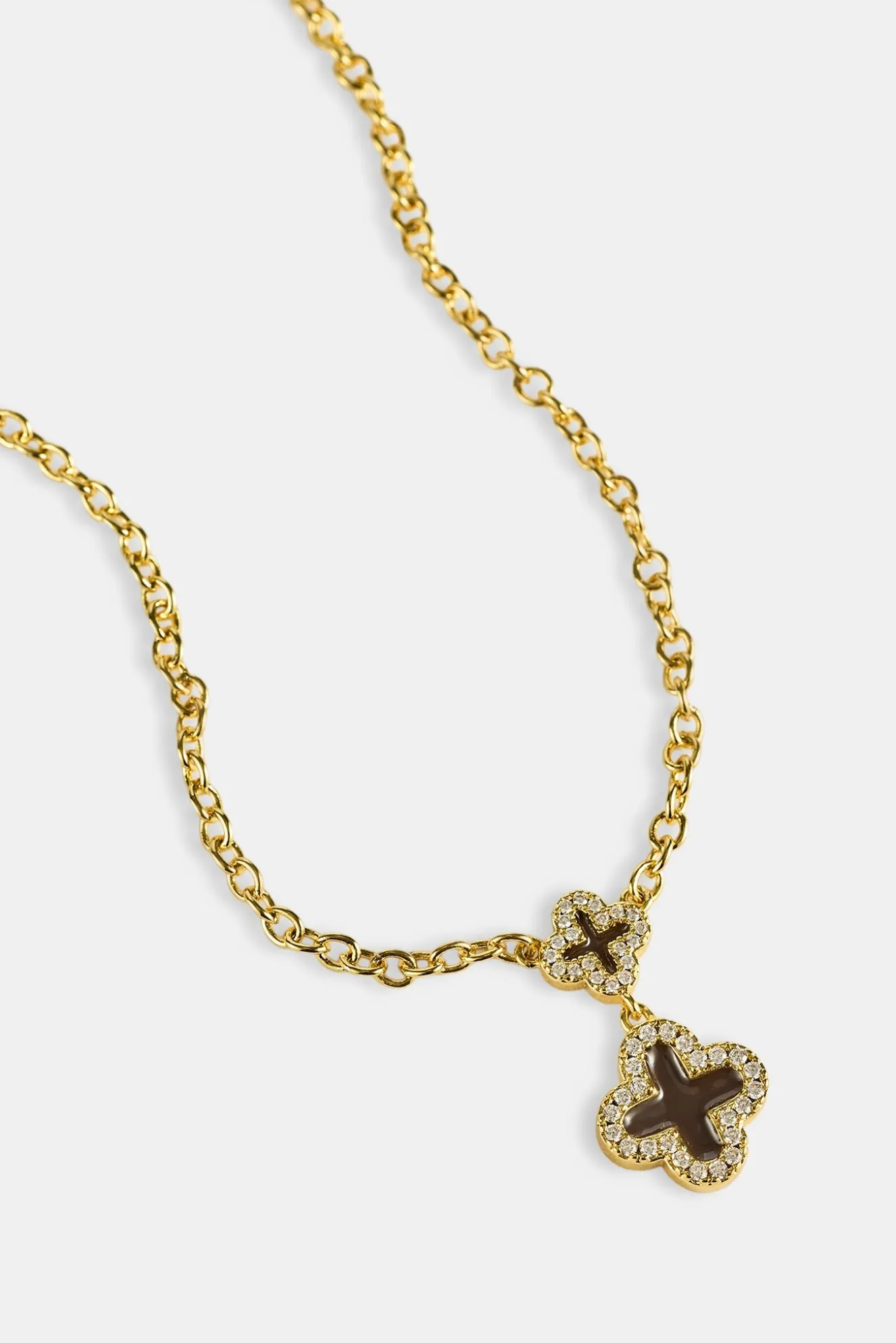 Chocolate Double Motif Necklace - 10mm