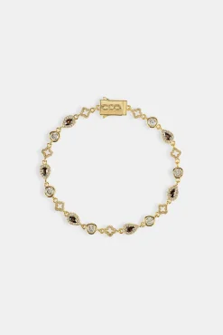 Chocolate Motif & Gemstone Bracelet - 6mm - Gold