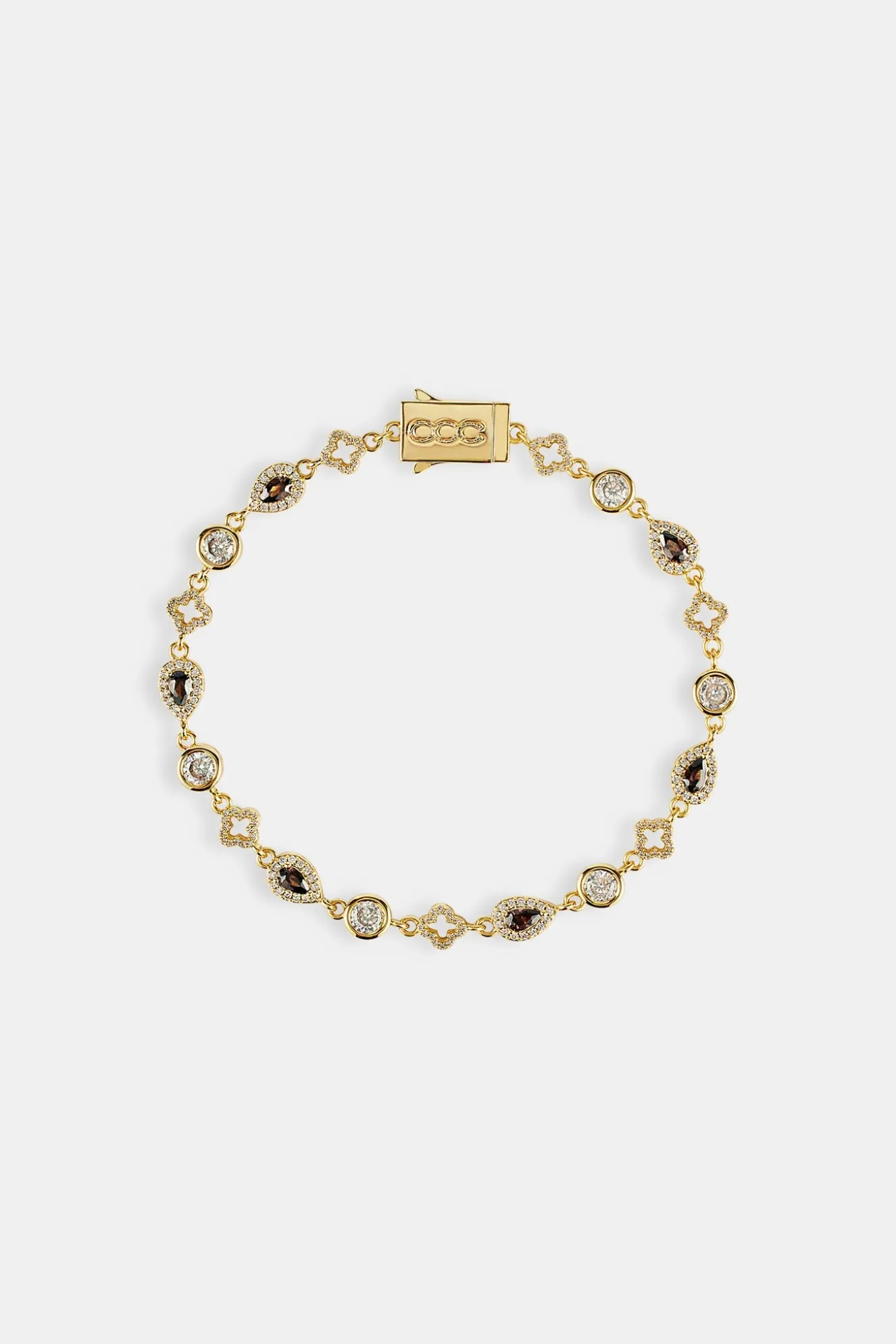 Chocolate Motif & Gemstone Bracelet - 6mm - Gold