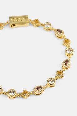 Chocolate Motif & Gemstone Bracelet - 6mm - Gold