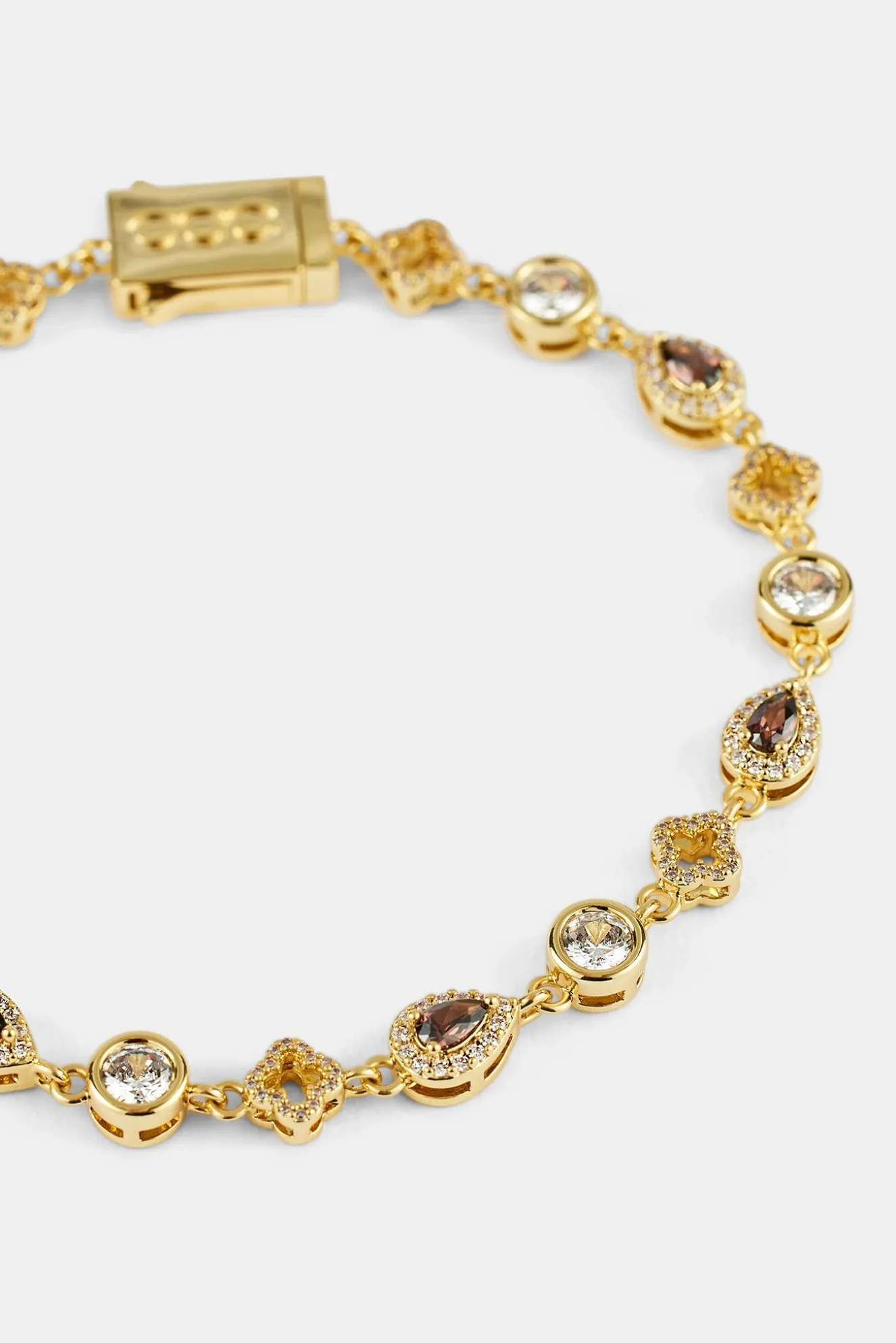 Chocolate Motif & Gemstone Bracelet - 6mm - Gold