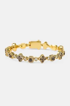 Chocolate Motif Mixed Stone Bracelet - 8mm - Gold