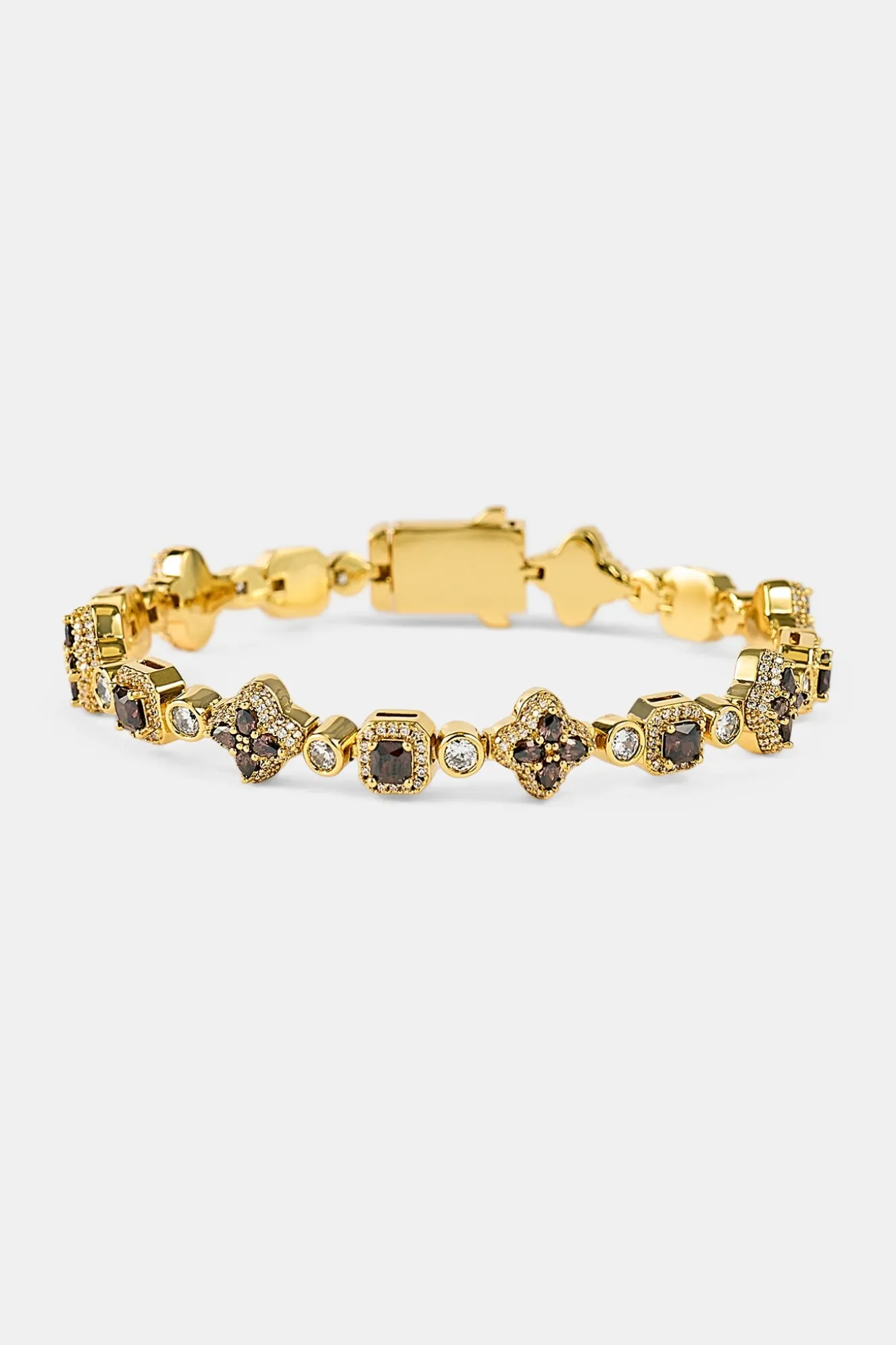 Chocolate Motif Mixed Stone Bracelet - 8mm - Gold