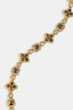 Chocolate Motif Mixed Stone Bracelet - 8mm - Gold