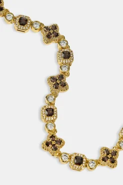 Chocolate Motif Mixed Stone Chain - 8mm - Gold