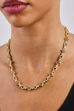 Chocolate Motif Mixed Stone Chain - 8mm - Gold
