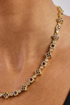 Chocolate Motif Mixed Stone Chain - 8mm - Gold