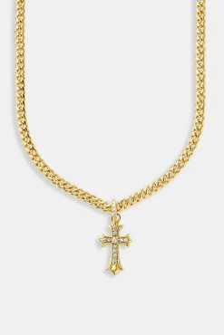 Chunky Cross Polished Cuban Necklace - 5mm - Gold