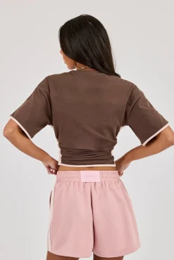 Cinched Ruched Waist Top - Chocolate