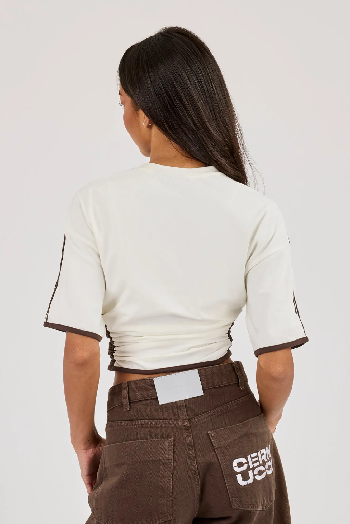 Cinched Ruched Waist Top - Off White