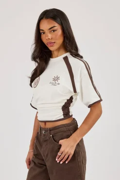 Cinched Ruched Waist Top - Off White