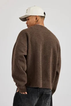 C Intarsia Knitted Sweatshirt - Dark Brown