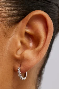 Circle Cluster Hoop Earring - 12mm - White