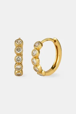 Circle Cluster Hoop Earring - 12mm - Gold