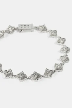 Clear Baguette Motif Bracelet - 8mm - White