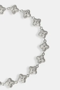 Clear Baguette Motif Bracelet - 8mm - White