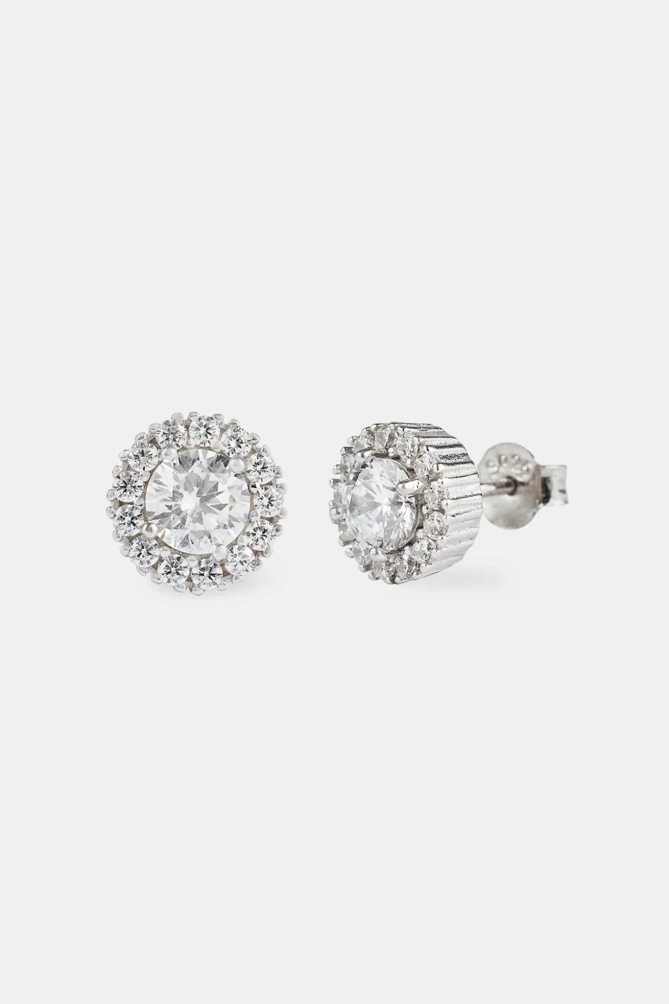 Clear CZ Cluster Round Stud Earrings - 8mm