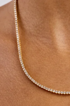 Clear CZ Tennis Chain - 2mm - Gold