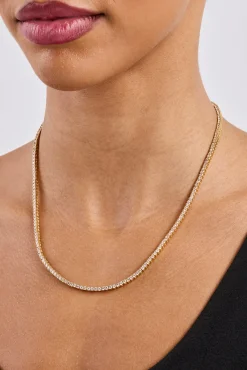 Clear CZ Tennis Chain - 2mm - Gold