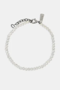 Clear Glass Bead Bracelet - 4mm - White
