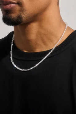 Clear Glass Bead Necklace - 4mm - White