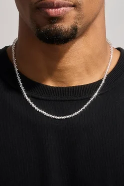 Clear Glass Bead Necklace - 4mm - White