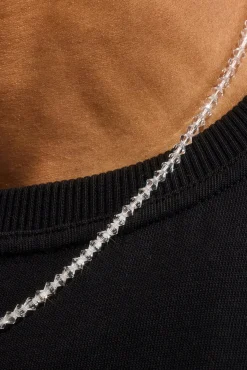 Clear Glass Bead Necklace - 4mm - White