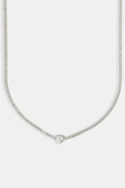 Clear Heart Micro Cuban Chain - 2.5mm - White