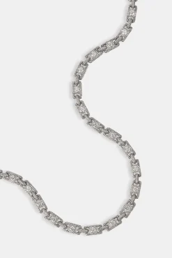 Cluster Centre Stone Square Tennis Chain - 6mm - White