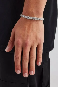 Clustered Tennis Bracelet - 7mm - White