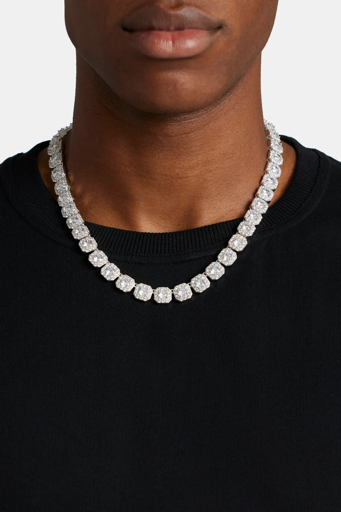 Clustered Tennis Chain - 10mm - White