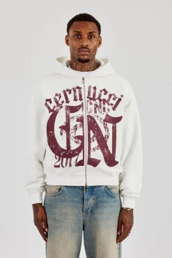 CN17 Boxy Zip Through Hoodie - Off White