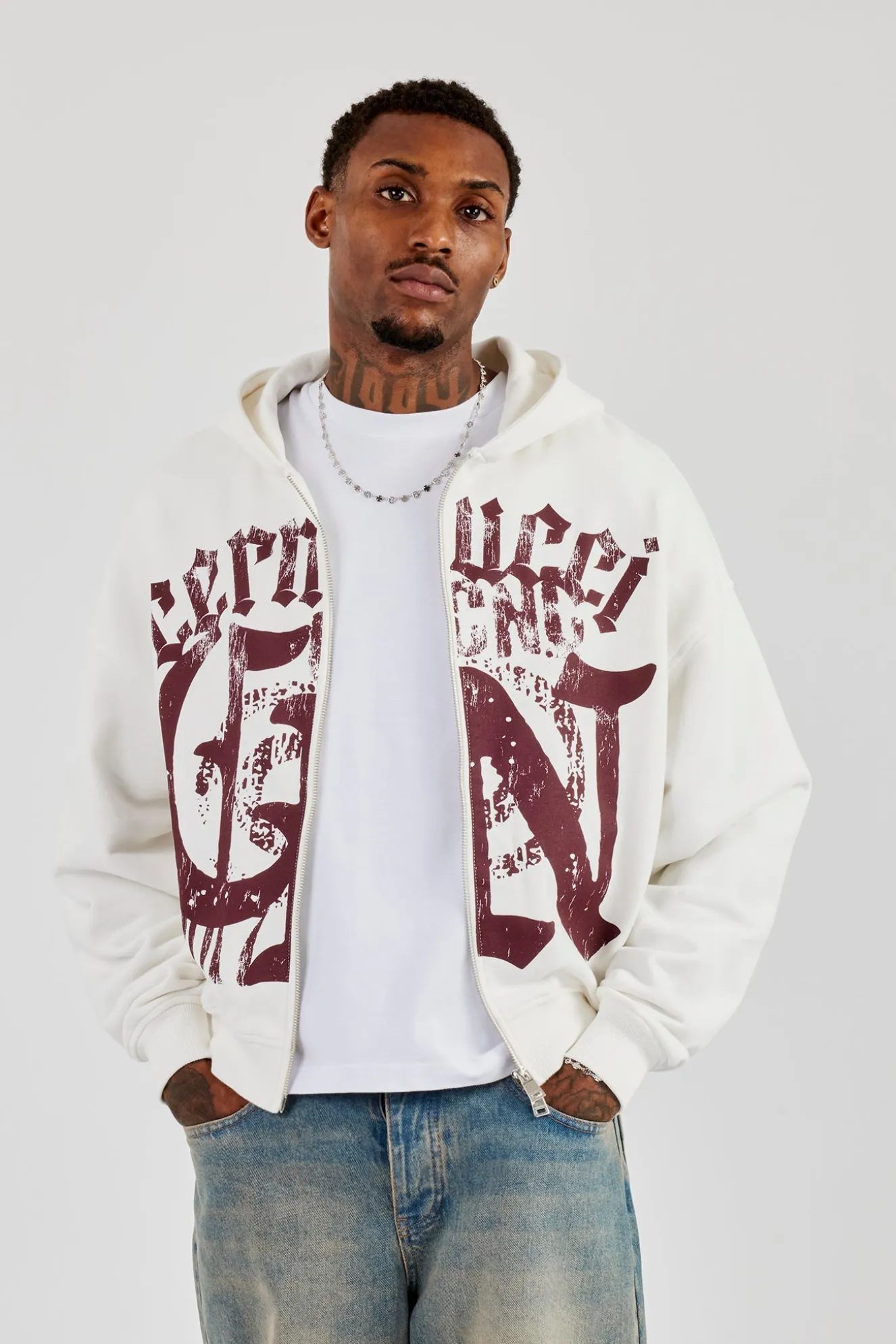 CN17 Boxy Zip Through Hoodie - Off White