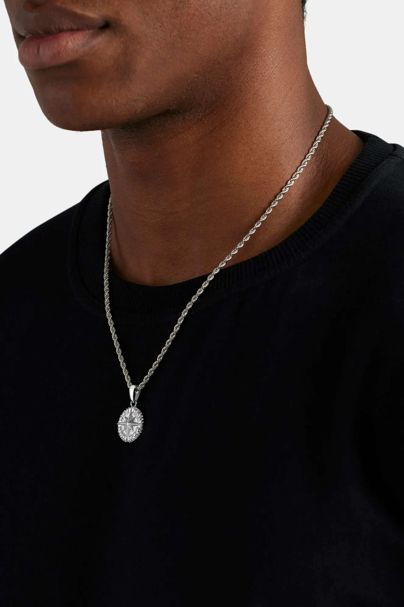 Compass Pendant - 20mm - White