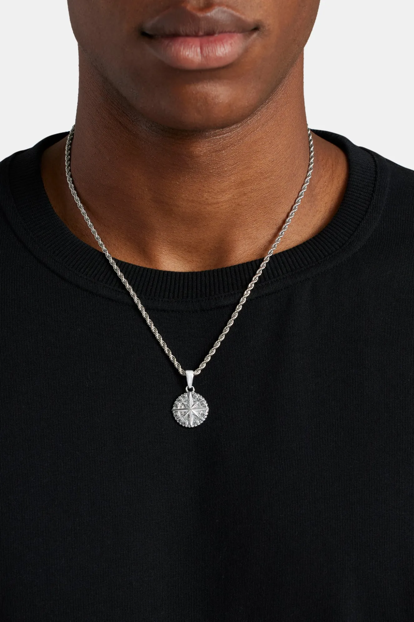 Compass Pendant - 20mm - White