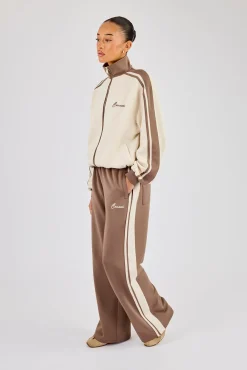Contrast Detail Track Pant - Taupe