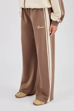 Contrast Detail Track Pant - Taupe