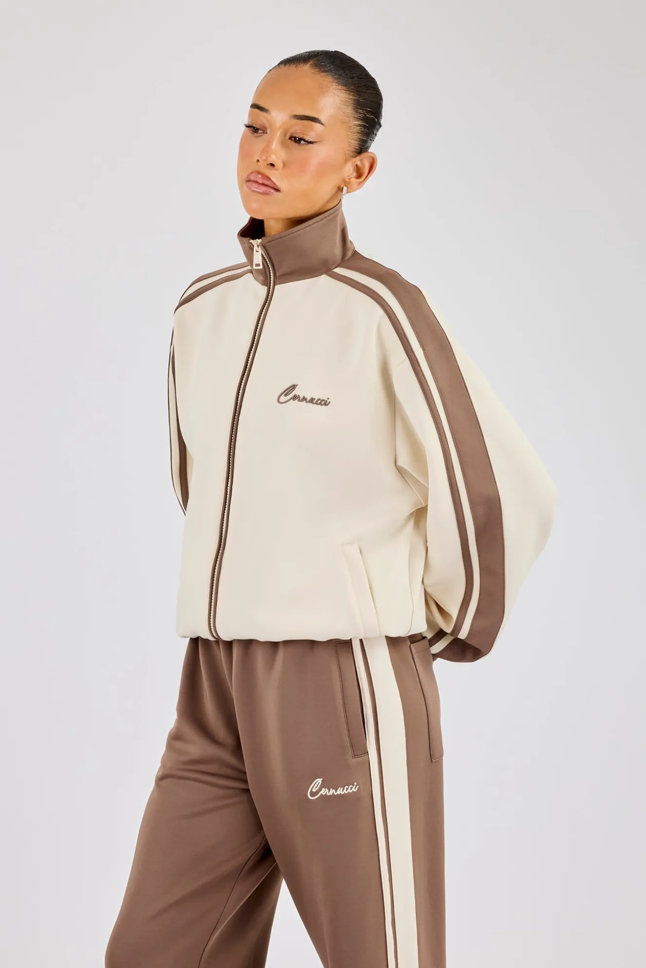 Contrast Detail Track Top - Off White