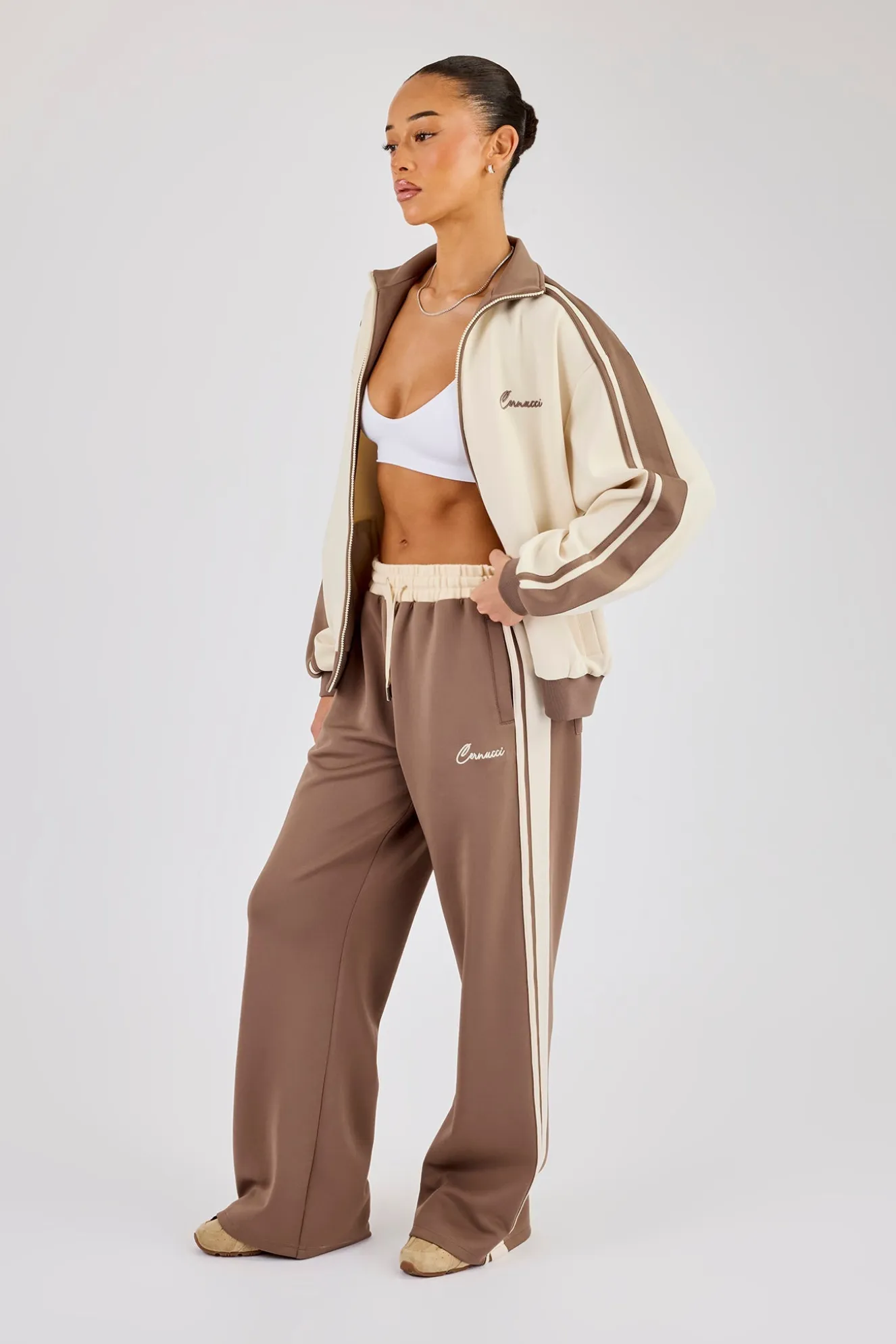 Contrast Detail Track Top - Off White