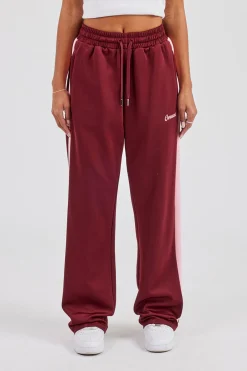 Contrast Panel Track Pant - Burgundy
