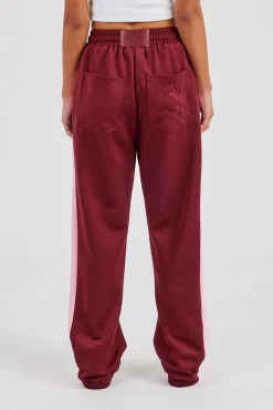Contrast Panel Track Pant - Burgundy