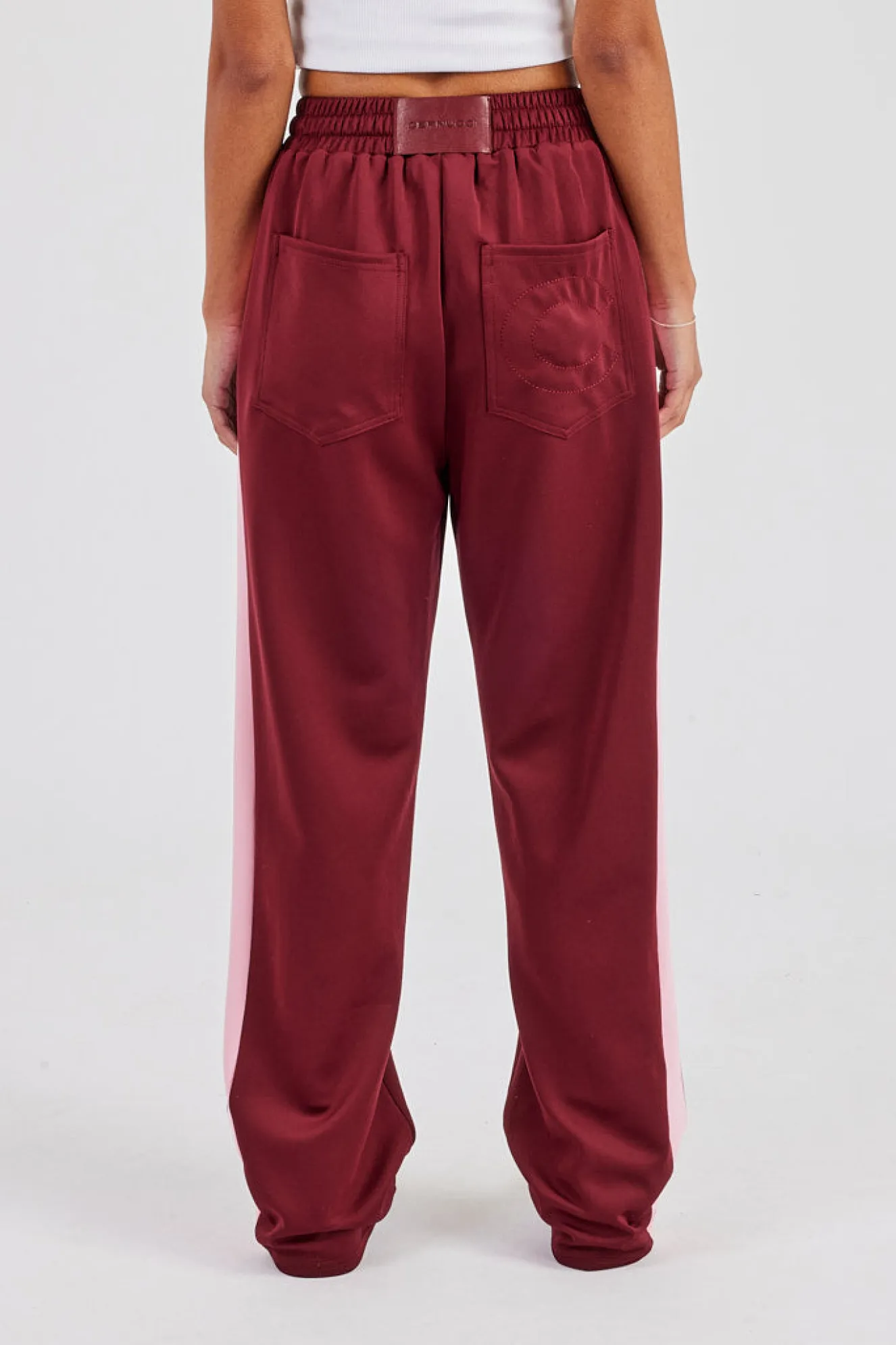 Contrast Panel Track Pant - Burgundy