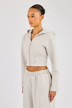Corset Fitted Zip Hoodie - Ash Grey