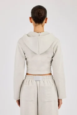 Corset Fitted Zip Hoodie - Ash Grey