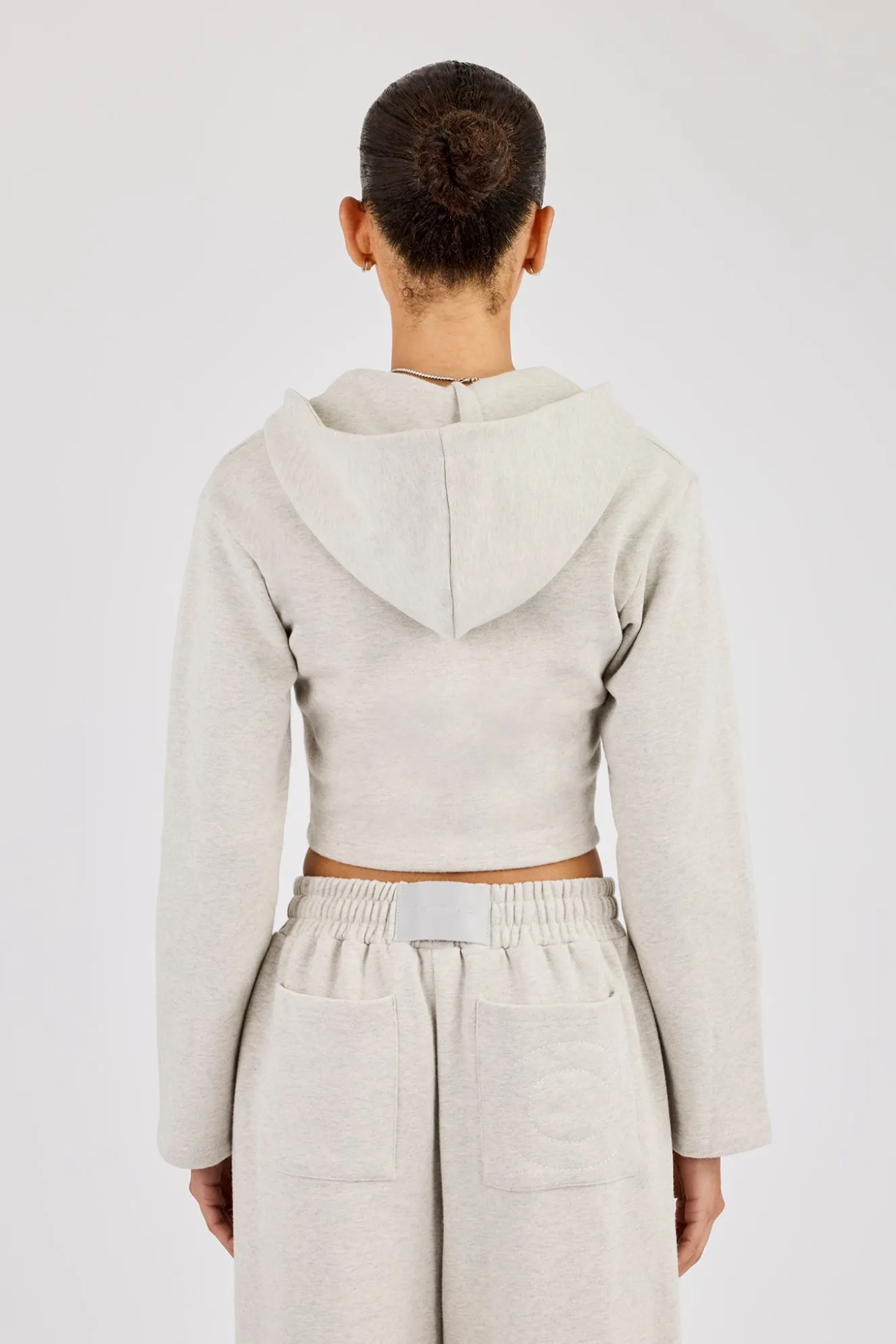 Corset Fitted Zip Hoodie - Ash Grey