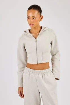 Corset Fitted Zip Hoodie - Ash Grey