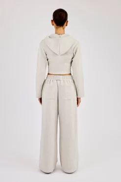 Corset Fitted Zip Hoodie & Super Baggy Jogger - Ash Grey